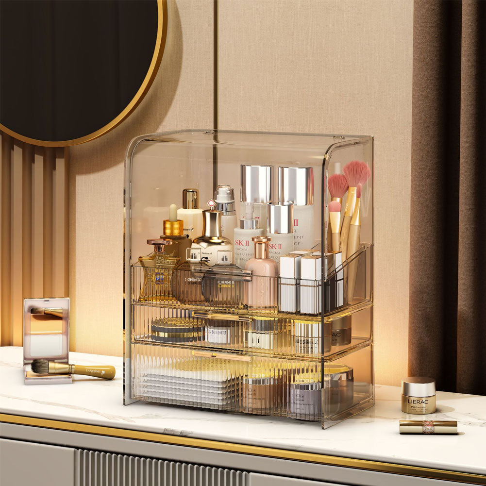 3-Tier Transparent Cosmetics Storage Organizer