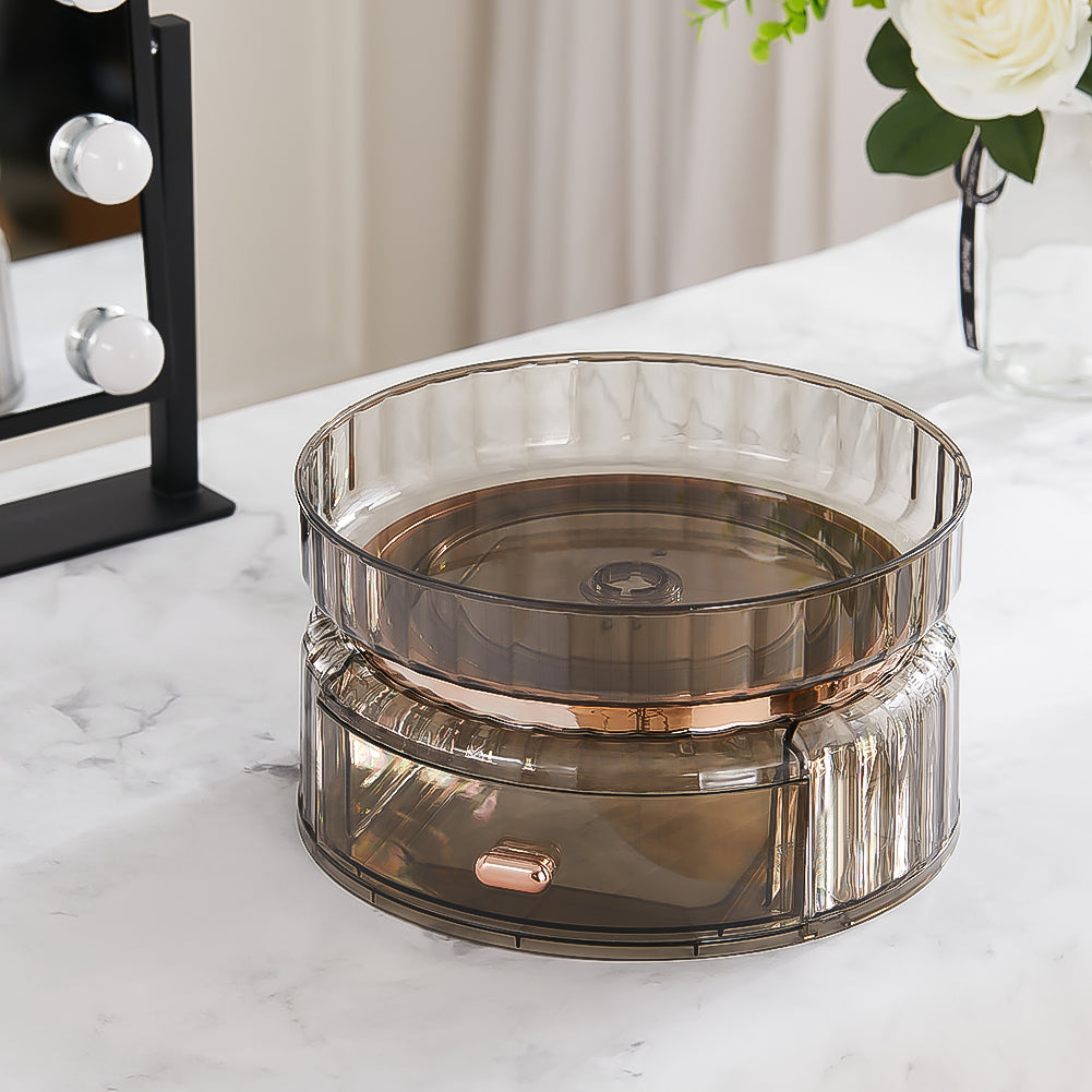 360° Rotating Makeup Organizer with Drawer