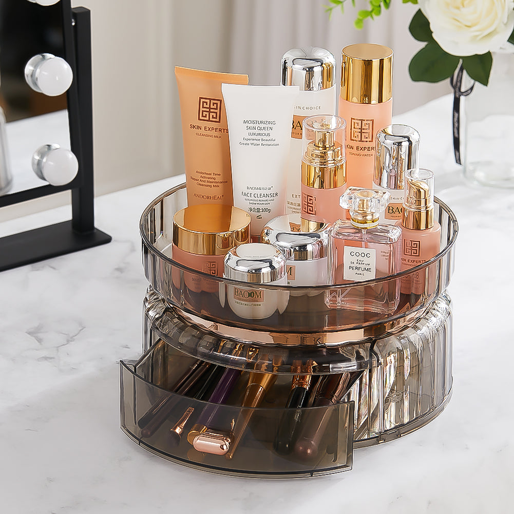 360° Rotating Makeup Organizer with Drawer