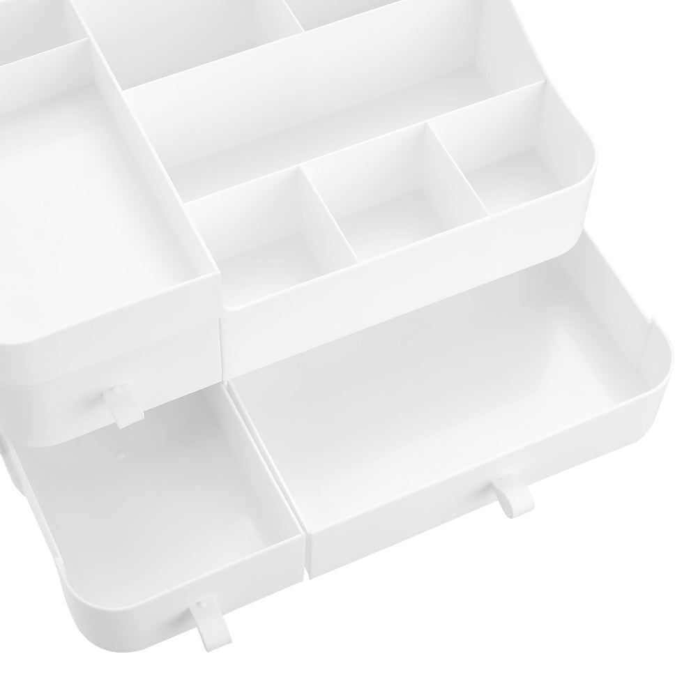 White Large Makeup Display Boxes with 3 Drawers