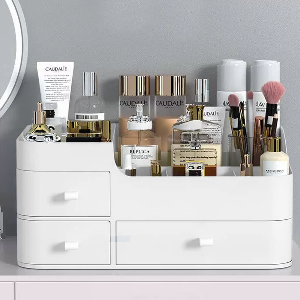 White Large Makeup Display Boxes with 3 Drawers