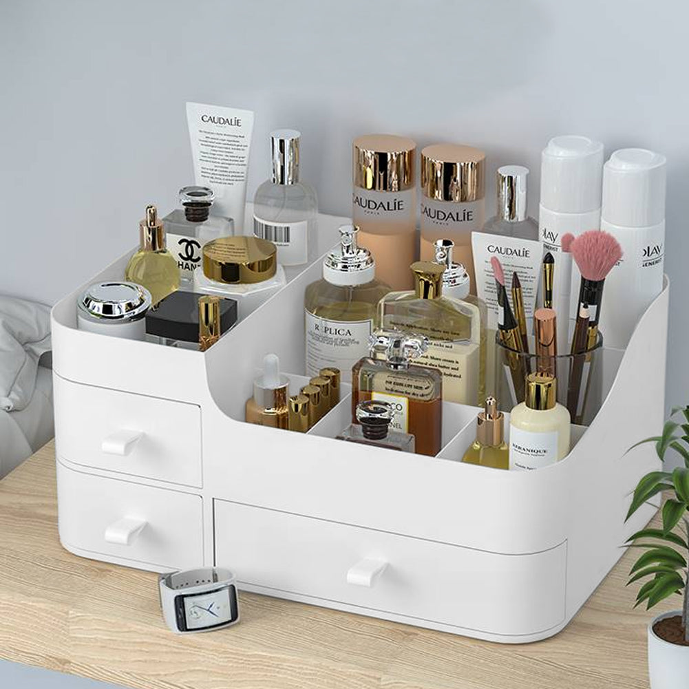 White Large Makeup Display Boxes with 3 Drawers