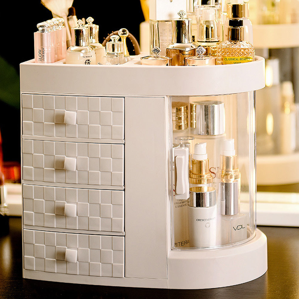 White Acrylic Makeup Cosmetic Organizer with 4 Drawers