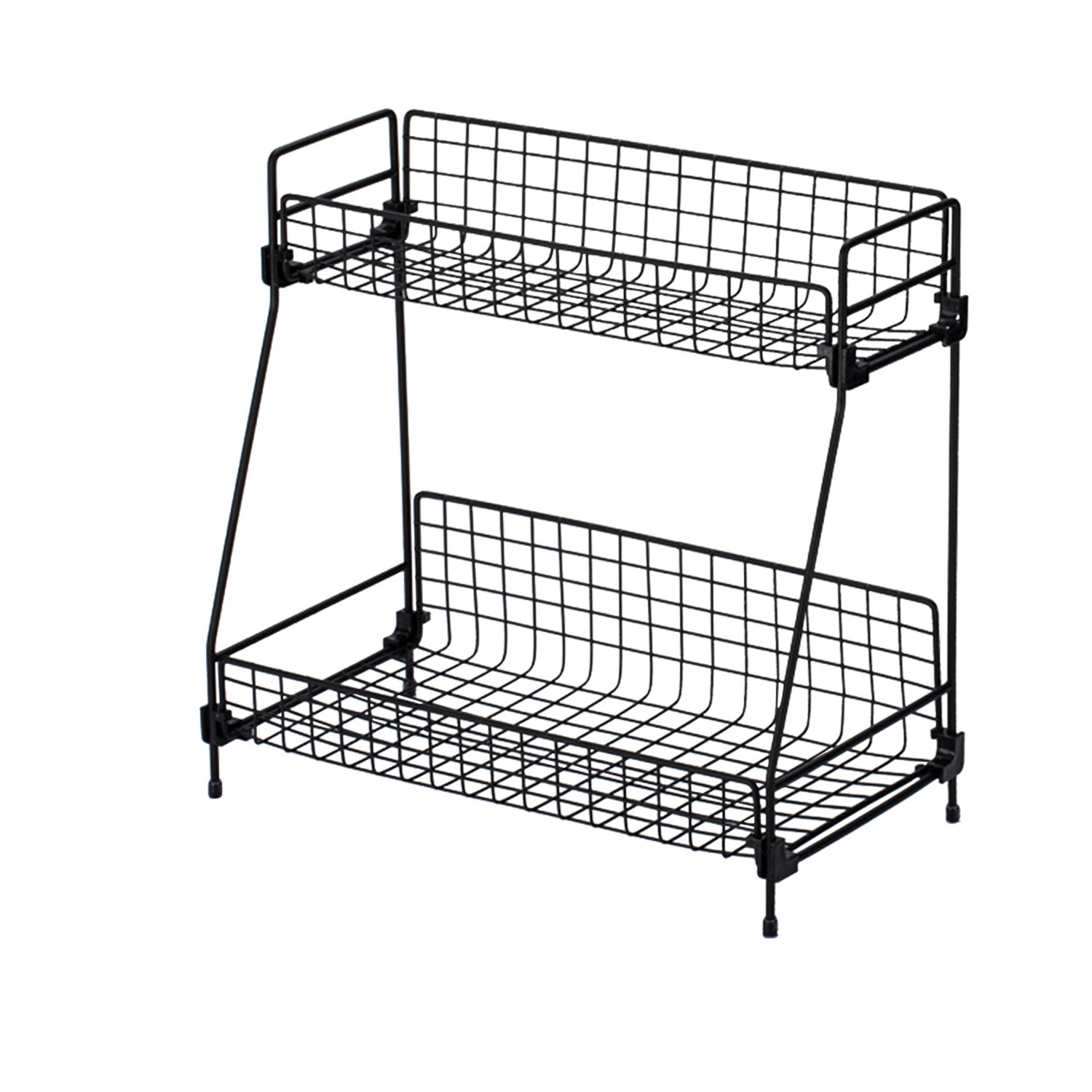 Free Standing 2 Tiers Black Rack Holder Storage Organizer Counter Shelf