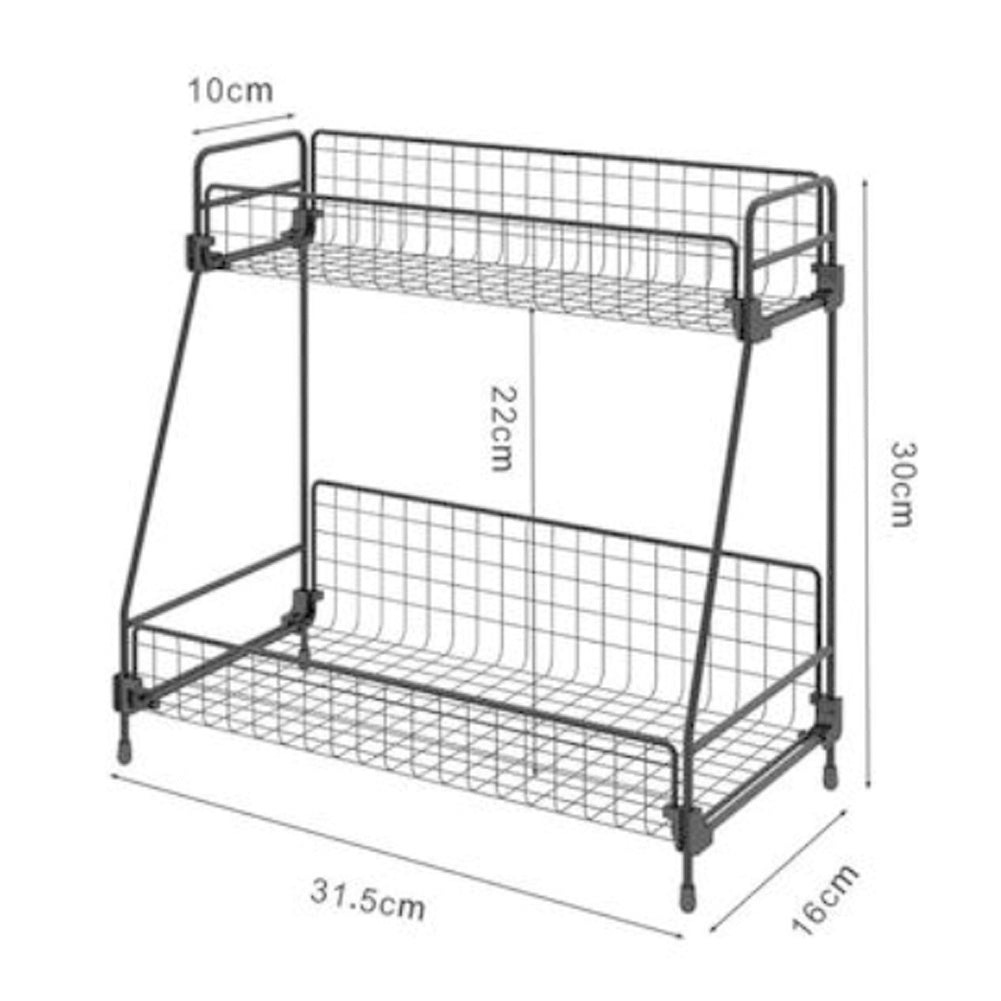 Free Standing 2 Tiers Black Rack Holder Storage Organizer Counter Shelf