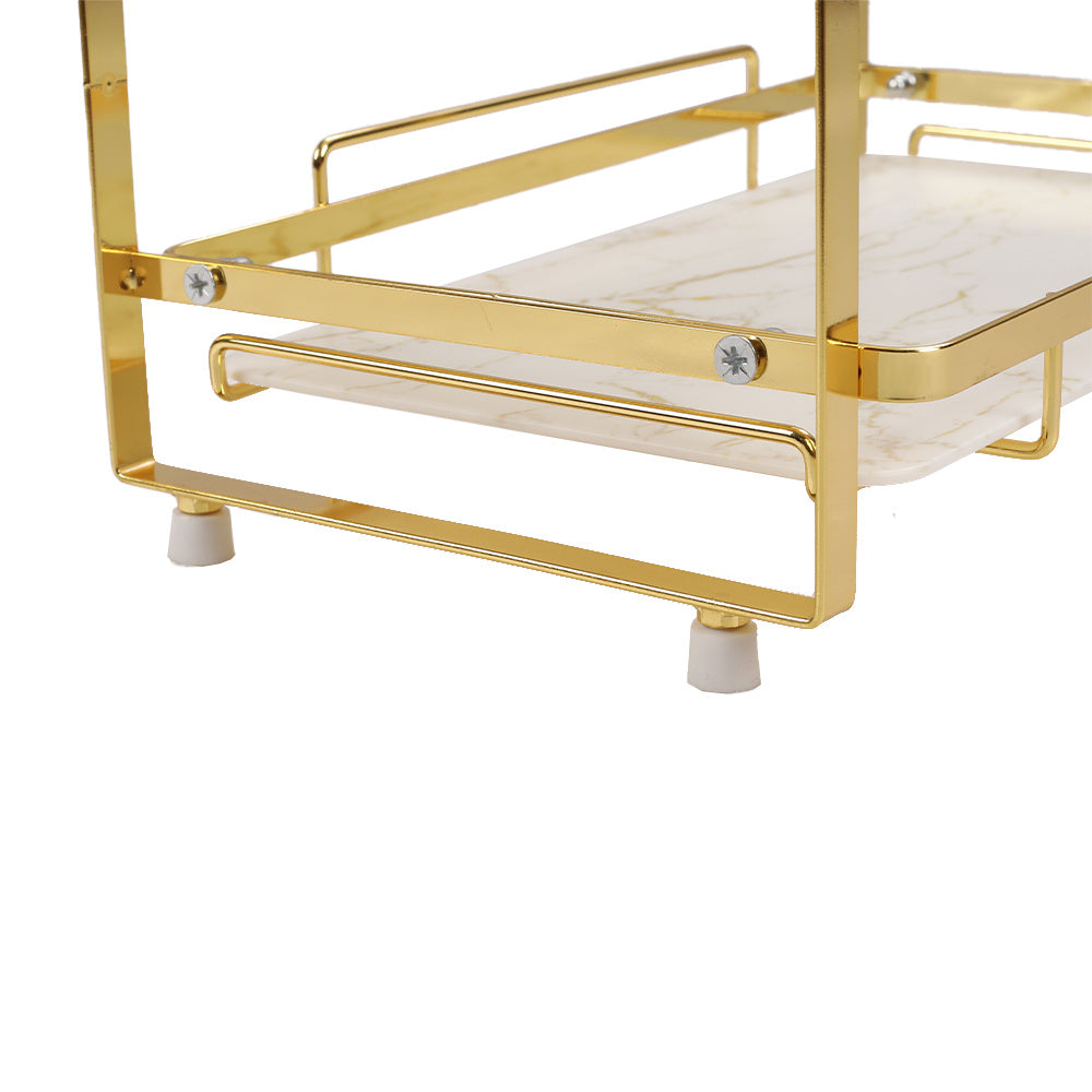 2 Tier Kitchen Bathroom Gold Storage Organiser Rack