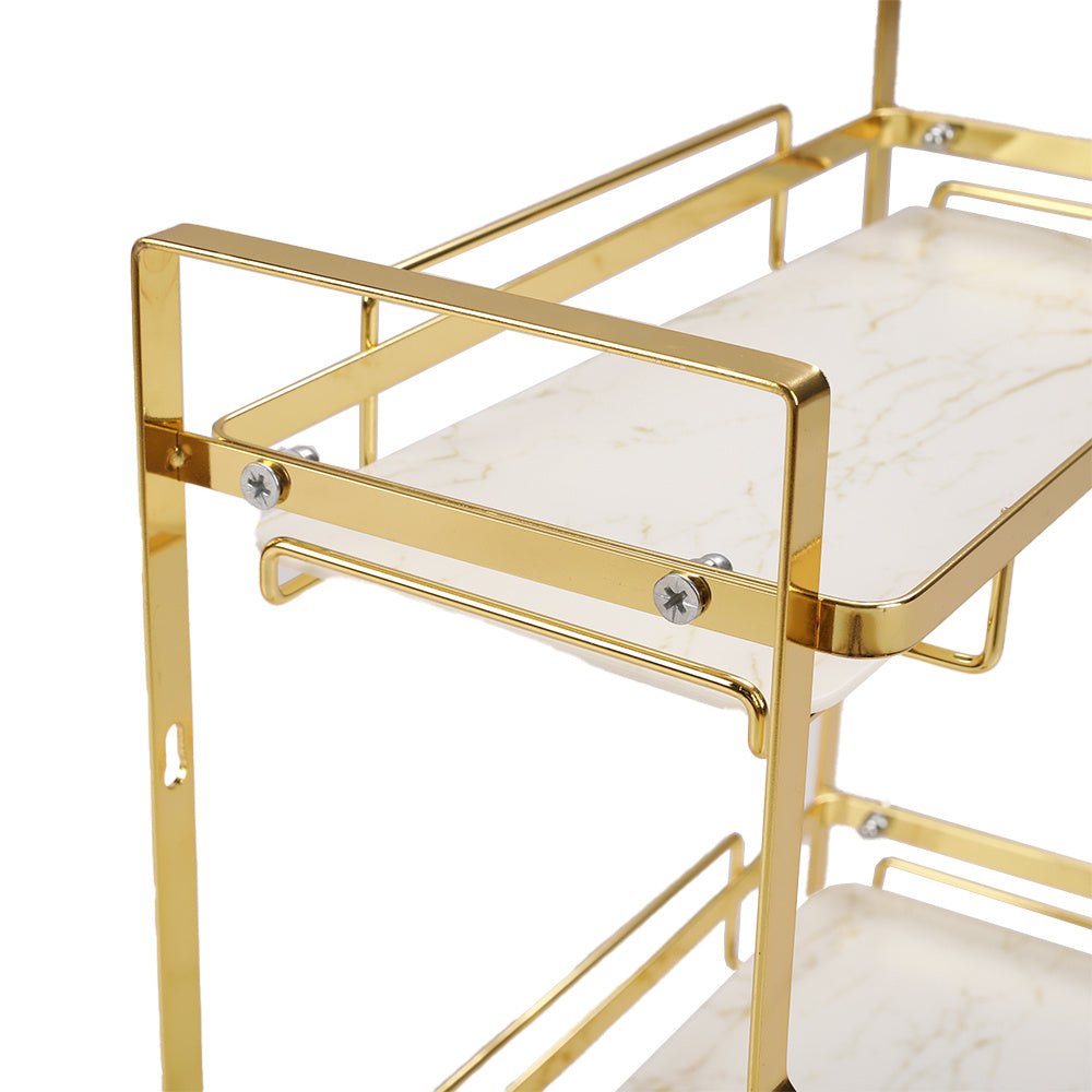 2 Tier Kitchen Bathroom Gold Storage Organiser Rack